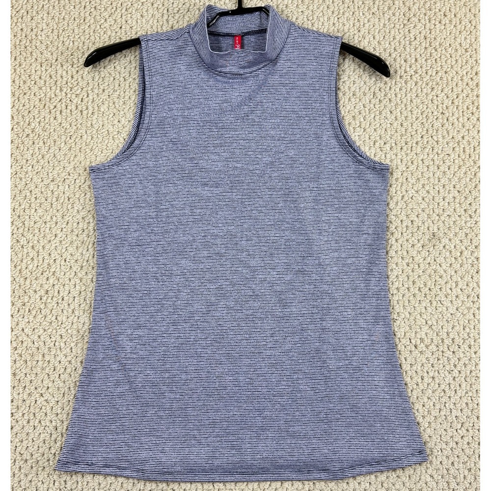 Ruby Ribbon Shirt Women M Periwinkle Sleeveless Stripe Mock Turtle Neck Tank Top